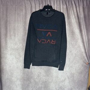 RVCA Men's Charcoal and Red Crewneck Sweater
